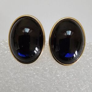 Vintage Kreisler USA 14KT RG Gold Plated Overlay Blue Oval Glass Cufflinks MCM
